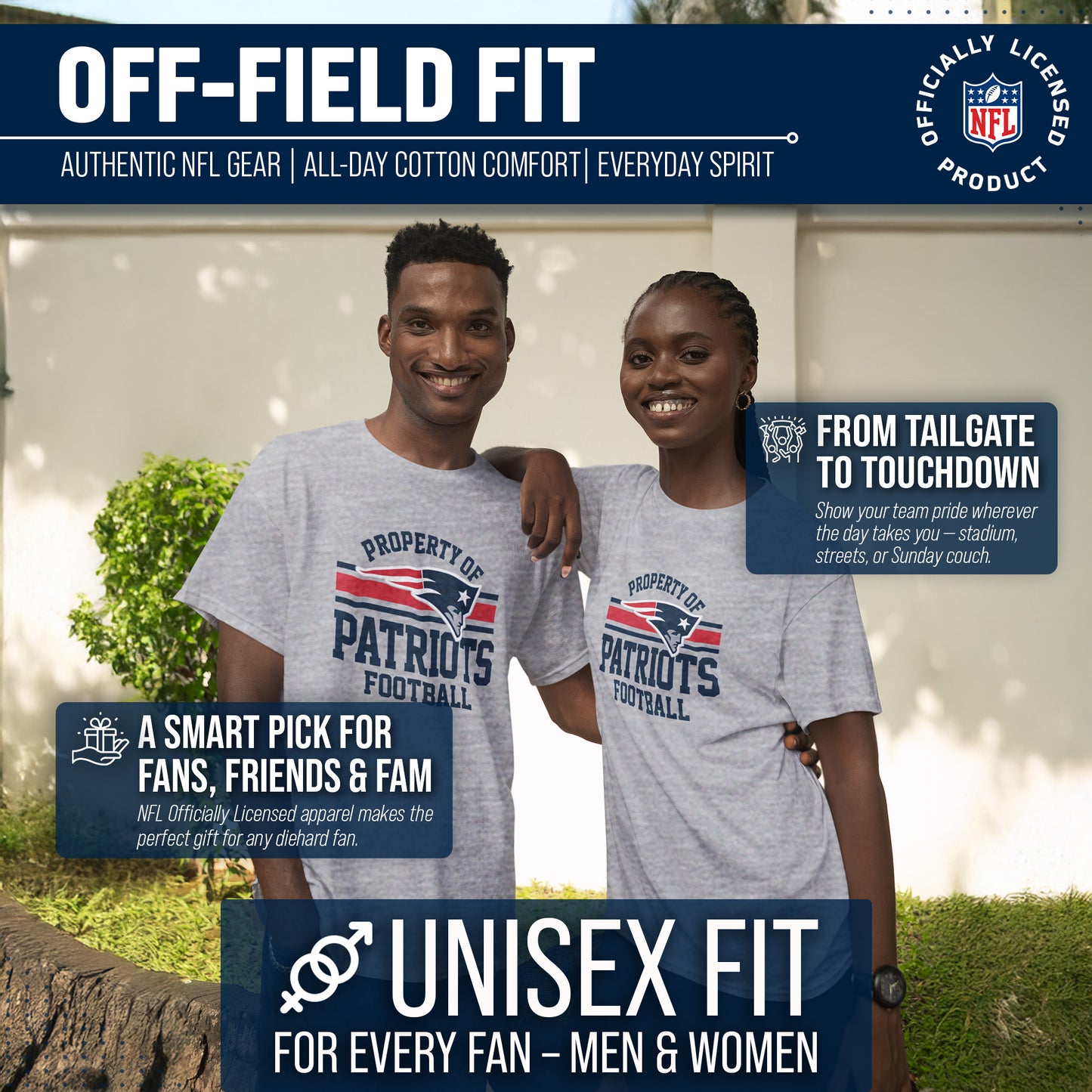 New England Patriots NFL Adult Property Of T-Shirt - Sport Gray