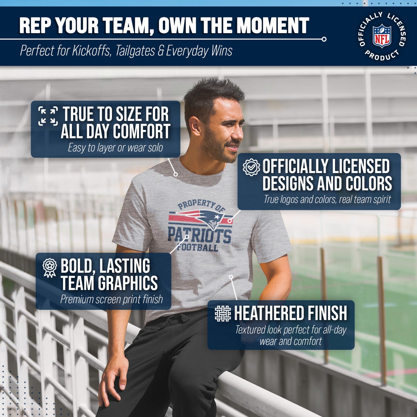 New England Patriots NFL Adult Property Of T-Shirt - Sport Gray