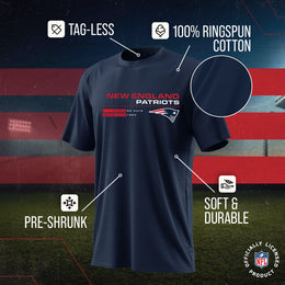 New England Patriots Adult NFL Speed Stat Sheet T-Shirt - Navy