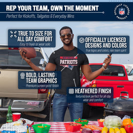 New England Patriots NFL Adult Team Block Tagless T-Shirt - Charcoal