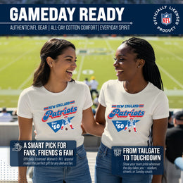 New England Patriots NFL Womens Vintage Charm Tag-Less Soft T-Shirt - Birch