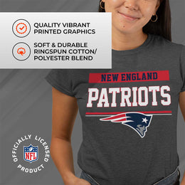 New England Patriots NFL Women's Team Block Charcoal Tagless T-Shirt - Charcoal