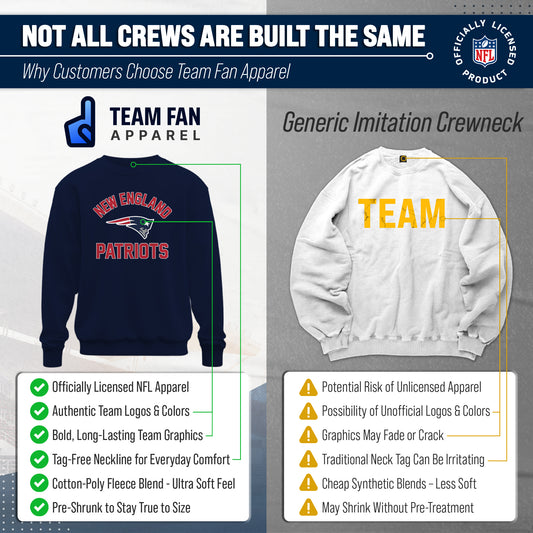 New England Patriots NFL Adult Gameday Football Crewneck Sweatshirt - Navy