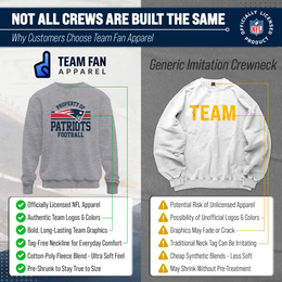 New England Patriots NFL Adult Property Of Crewneck Fleece Sweatshirt - Sport Gray