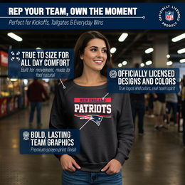 New England Patriots NFL Womens Charcoal Crew Neck Football Apparel - Charcoal