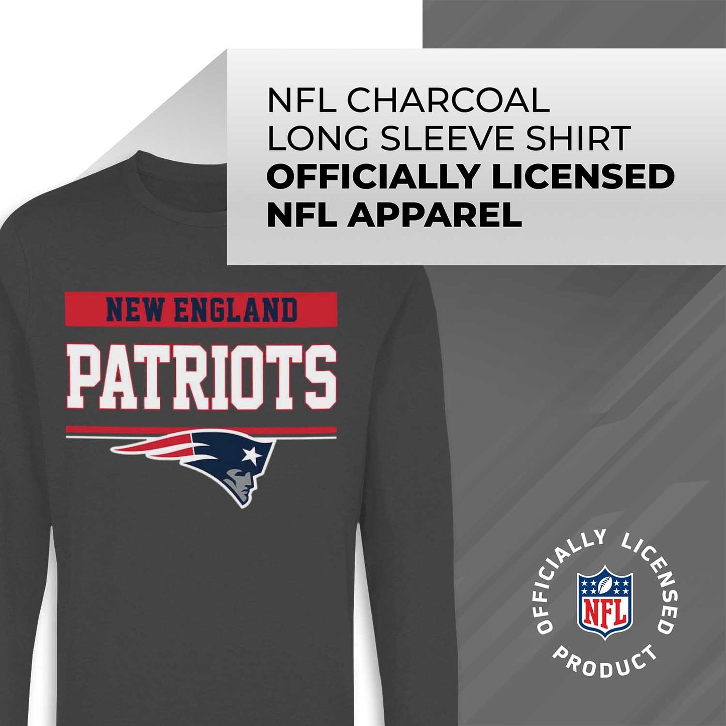 New England Patriots NFL Adult Charcoal Long Sleeve T Shirt - Charcoal