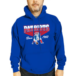 New England Patriots NFL Adult Unisex Vintage Block Ultra Soft Fleece Hooded Sweatshirt - Royal