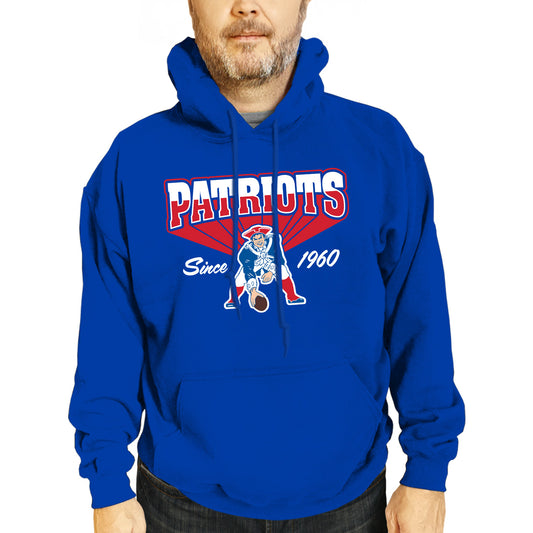 New England Patriots NFL Adult Unisex Vintage Block Ultra Soft Fleece Hooded Sweatshirt - Royal