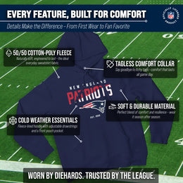 New England Patriots Adult NFL Diagonal Fade Fleece Hooded Sweatshirt - Navy