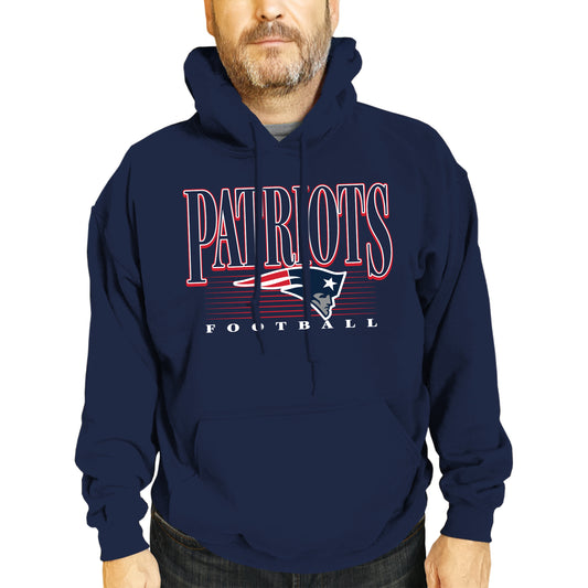 New England Patriots NFL Adult Unisex Overtime Blueprint Soft Fleece Hooded Sweatshirt - Navy