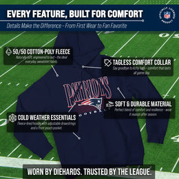 New England Patriots NFL Adult Unisex Overtime Blueprint Soft Fleece Hooded Sweatshirt - Navy