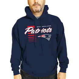 New England Patriots NFL Adult Unisex Retro Script Ultra Soft Fleece Hooded Sweatshirt - Navy