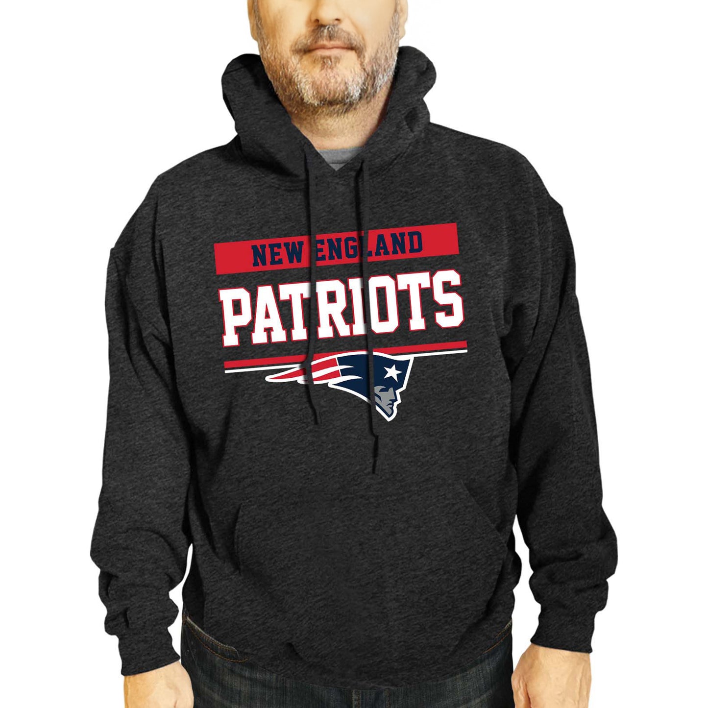 New England Patriots NFL Adult Gameday Charcoal Hooded Sweatshirt - Charcoal