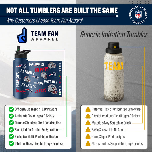 New England Patriots NFL 34Oz Native Quencher Water Bottle - Navy