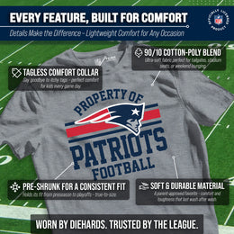 New England Patriots NFL Youth Property Of Short Sleeve Lightweight T Shirt - Sport Gray