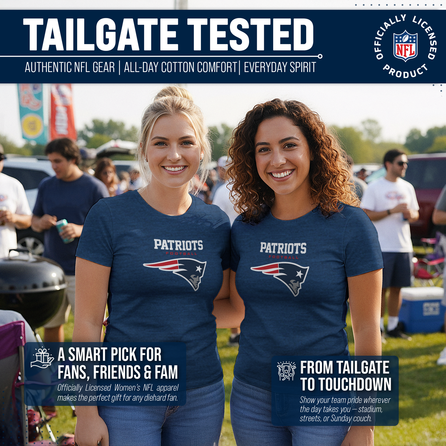 New England Patriots Women's NFL Ultimate Fan Logo Short Sleeve T-Shirt - Navy