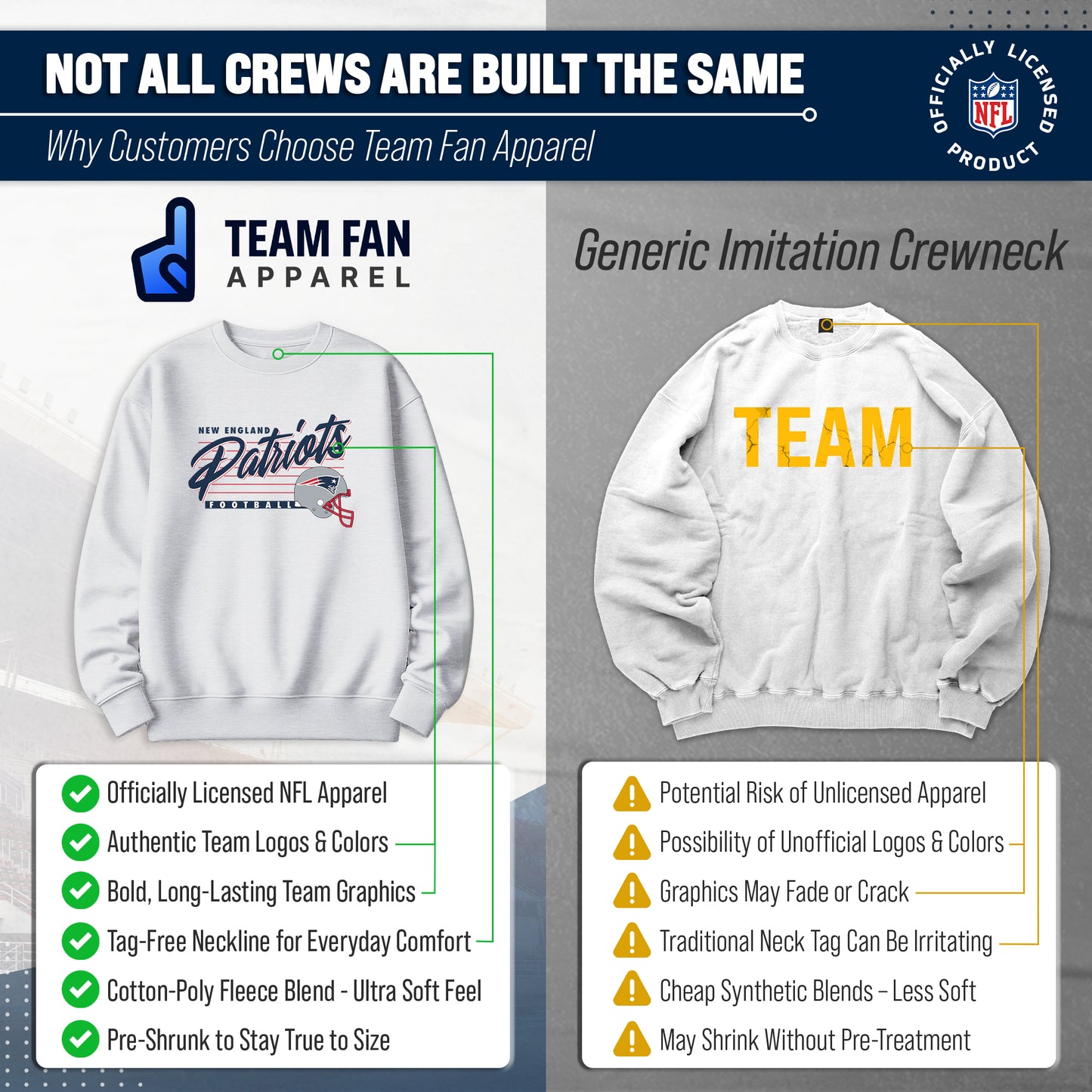 New England Patriots Womens NFL Scrimmage Line Crewneck Pullover - Gray Heather
