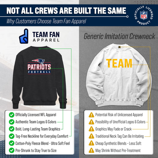 New England Patriots NFL Adult True Fan Crewneck Sweatshirt - Charcoal
