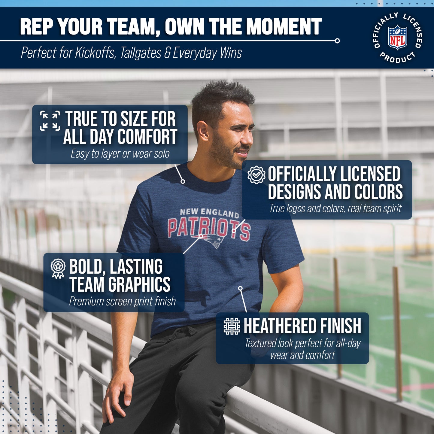 New England Patriots NFL Starting Fresh Short Sleeve Heather T-Shirt - Navy