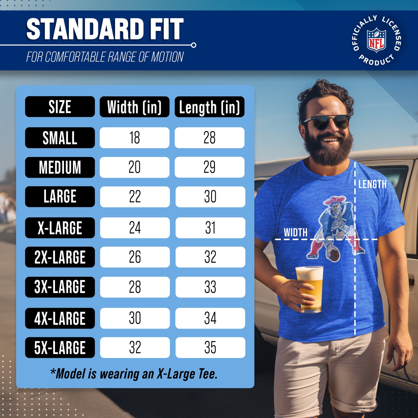 New England Patriots NFL Modern Throwback T-shirt - Royal