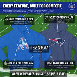 New England Patriots NFL Adult Unisex Modern Throwback Ultra Soft Fleece Hooded Sweatshirt - Royal