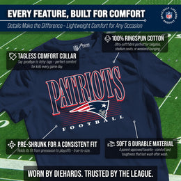 New England Patriots NFL Youth Overtime Blueprint Football T-Shirt Unisex Tag Free Comfortable - Navy