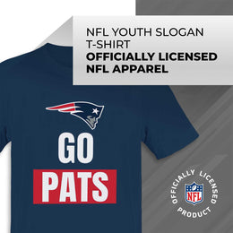 New England Patriots NFL Youth Team Slogan Short Sleeve Lightweight T Shirt - Navy