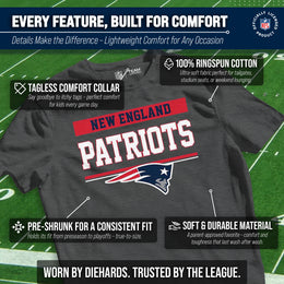 New England Patriots NFL Youth Short Sleeve Charcoal T Shirt - Charcoal