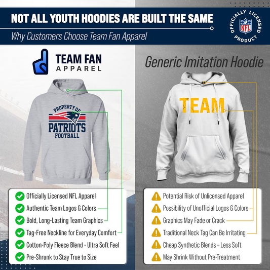 New England Patriots NFL Youth Property Of Hooded Sweatshirt - Sport Gray