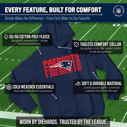 New England Patriots NFL Youth Repeating Logo Football Fleece Hooded Sweatshirt - Navy