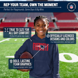 New England Patriots NFL Youth Repeating Logo Football Fleece Hooded Sweatshirt - Navy