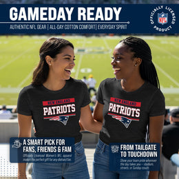 New England Patriots NFL Women's Team Block Charcoal Tagless T-Shirt - Charcoal