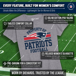 New England Patriots NFL Womens Short Sleeve Property of Tshirt - Gray