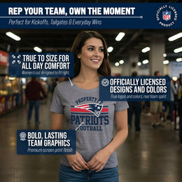 New England Patriots NFL Womens Short Sleeve Property of Tshirt - Gray