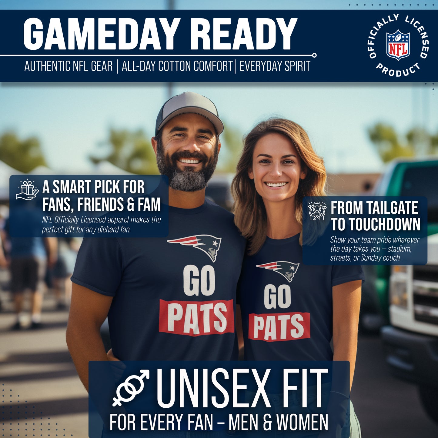 New England Patriots NFL Adult Team Slogan Unisex T-Shirt - Navy