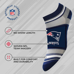 New England Patriots Adult Marquis Addition No Show Socks - Navy