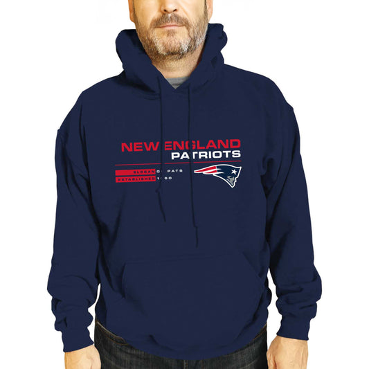 New England Patriots Adult NFL Speed Stat Sheet Fleece Hooded Sweatshirt - Navy