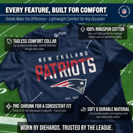 New England Patriots Adult NFL Diagonal Fade Color Block T-Shirt - Navy