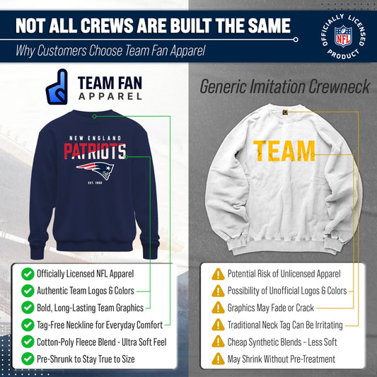 New England Patriots Adult NFL Diagonal Fade Color Block Crewneck Sweatshirt - Navy