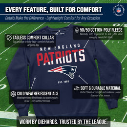 New England Patriots Adult NFL Diagonal Fade Color Block Crewneck Sweatshirt - Navy
