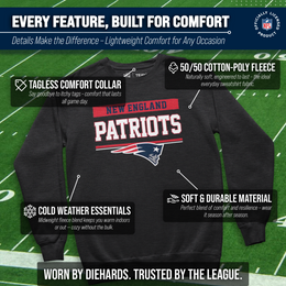 New England Patriots NFL Adult Long Sleeve Team Block Charcoal Crewneck Sweatshirt - Charcoal