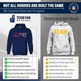 New England Patriots Adult NFL Speed Stat Sheet Fleece Hooded Sweatshirt - Navy