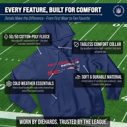 New England Patriots Adult NFL Speed Stat Sheet Fleece Hooded Sweatshirt - Navy