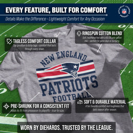New England Patriots NFL Adult Short Sleeve Team Stripe Tee - Sport Gray