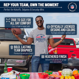 New England Patriots NFL Adult Short Sleeve Team Stripe Tee - Sport Gray