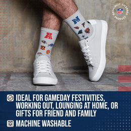 NFL Adult  Ultimate Fan All Over Logo Crew Socks - Gray
