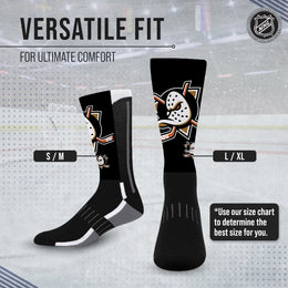 Anaheim Ducks Adult NHL Zoom Curve Team Crew Socks - Black