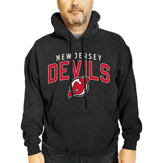 New Jersey Devils NHL Adult Unisex Powerplay Hooded Sweatshirt - Black Heather