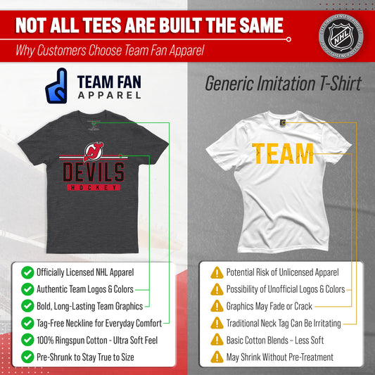 New Jersey Devils Adult NHL Heather Charcoal True Fan Hockey T-Shirt - Charcoal