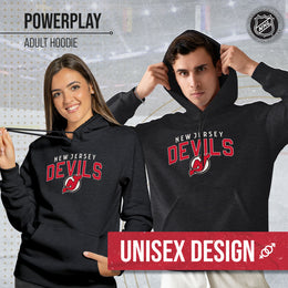 New Jersey Devils NHL Adult Unisex Powerplay Hooded Sweatshirt - Black Heather